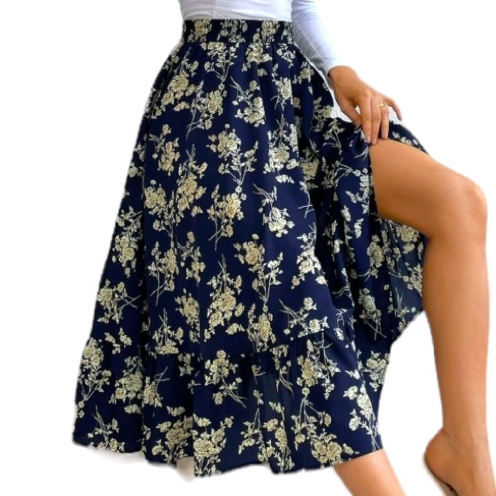 KORET Floral Midi Skirt